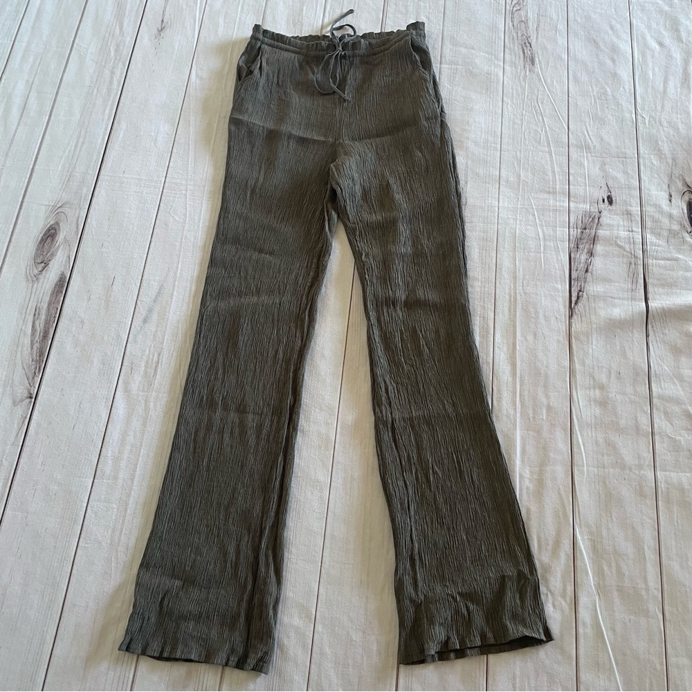 Zara Crinkle Gauze Pants Womens XS Gray High Rise Ankle Pull On Textured Pockets - Picture 4 of 15